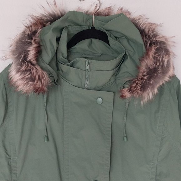 Woman Within Sage Green Hooded Quilt Lined Taslon Anorak/Parka - Picture 3 of 11